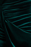 Wishes Bottle Green Velvet High Neck Maxi Dress With Wrap Skirt