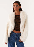 Denver Oversized Fur Jacket Ivory
