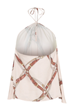 Adelaide Draped Satin Halter Top Chain Print
