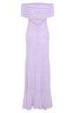 Audrey Off Shoulder Mesh Maxi Dress Lilac