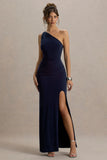 Dressing Up Navy One Shoulder Maxi Dress With Open Back Detail