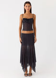 Buffy Maxi Skirt Black Polkadot