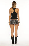 Calithea Silver Leopard Sequin Micro Shorts