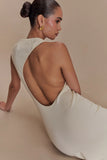 Katerina Scuba Jersey Cut Out Maxi Dress Ivory