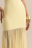 Felina Lemon High Neck Maxi Dress With Sheer Skirt