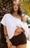 Henrie White Off Shoulder Boxy Tee