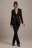 Wonder Woman Black High Waist Tailored Trousers With Hem Split