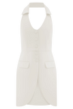 Ruth Cotton Halter Mini Dress Ivory