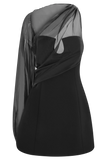 Effie Organza One Sleeve Mini Dress Black