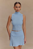 Indy Pointelle Knit Mini Skirt Cornflower Blue