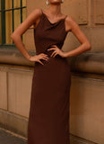 Dove High Neck Maxi Dress Chocolate