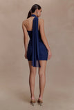 Mattea Diamante Mini Dress With Scarf Navy