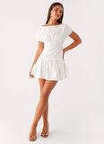 Ember Haze Boat Neck Mini Dress Off White