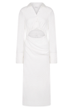 Cecilie Cut Out Shirt Midi Dress White