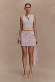 Alicent Slinky Beaded Mini Skirt Pale Pink