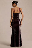 Lenor Burgundy Plunge Neck Maxi Dress