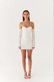 Already Know Lace Long Sleeve Mini Dress White