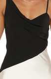 Elise Black Satin Cowl Front Maxi Dress