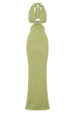 Theresea Halter Knit Maxi Dress Light Olive