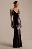 Lenor Burgundy Plunge Neck Maxi Dress