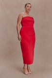 Ophelia Peplum Satin Maxi Dress Red