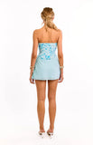 Tranquility Blue Strapless Beaded Party Mini Dress