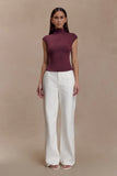 Freesia High Neck Sleeveless Top Mahogany