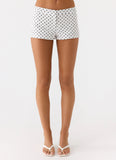 Coastline Cotton Micro Mini Shorts White Polka Dot