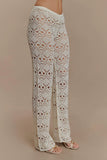 Trena Crochet Knit Pants Ivory