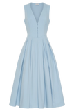 Keely Cotton Sleeveless Midi Dress Sky Blue