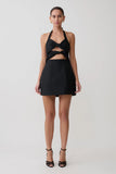 Ella Bow Detail Halter Mini Dress Black