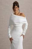 Lou White One Shoulder Asymmetric Maxi Dress