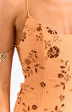 Dayan Orange Beaded Party Mini Dress