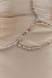 Larissa Satin Maxi Dress With Ruched Petals Blush Gold