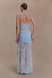 Lucy Lace And Knit Halter Top Cornflower Blue