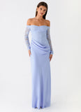 Burke Off Shoulder Maxi Dress Blue