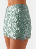 Made For You Low Rise Sequin Mini Skirt Mint