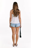 Solei White Ruched Tie Strap Top