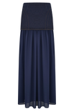 Tully Chiffon Denim Maxi Skirt Indigo Blue