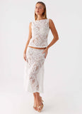 Virelle Lace Midi Skirt Ivory
