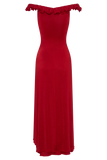Allegra Off Shoulder Ruffle Midi Dress Ruby