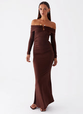 Rudy Long Sleeve Maxi Dress Chocolate