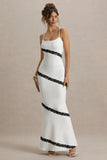Elizabeth White Black Strappy Lace Trimmed Maxi Dress