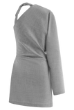 Dorian Twist Shoulder Mini Dress Charcoal Marle
