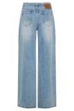 Perrie Mid Rise Straight Leg Tie Jeans Washed Light Blue
