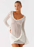 Sorelle Long Sleeve Twist Mini Dress Ivory
