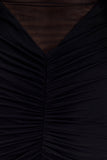 Kaitlin One Shoulder Slinky And Mesh Maxi Dress Black