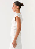 Ruann Lace Trim Top White