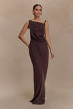Lorieanne Draped Maxi Dress Dark Chocolate