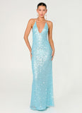 Ocean Views Sequin Maxi Dress Blue